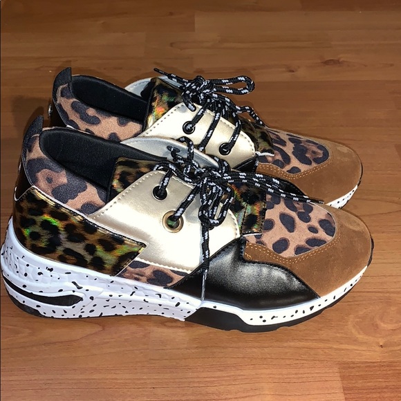 Shoes - Leopard Print Sneakers, Size 8.5